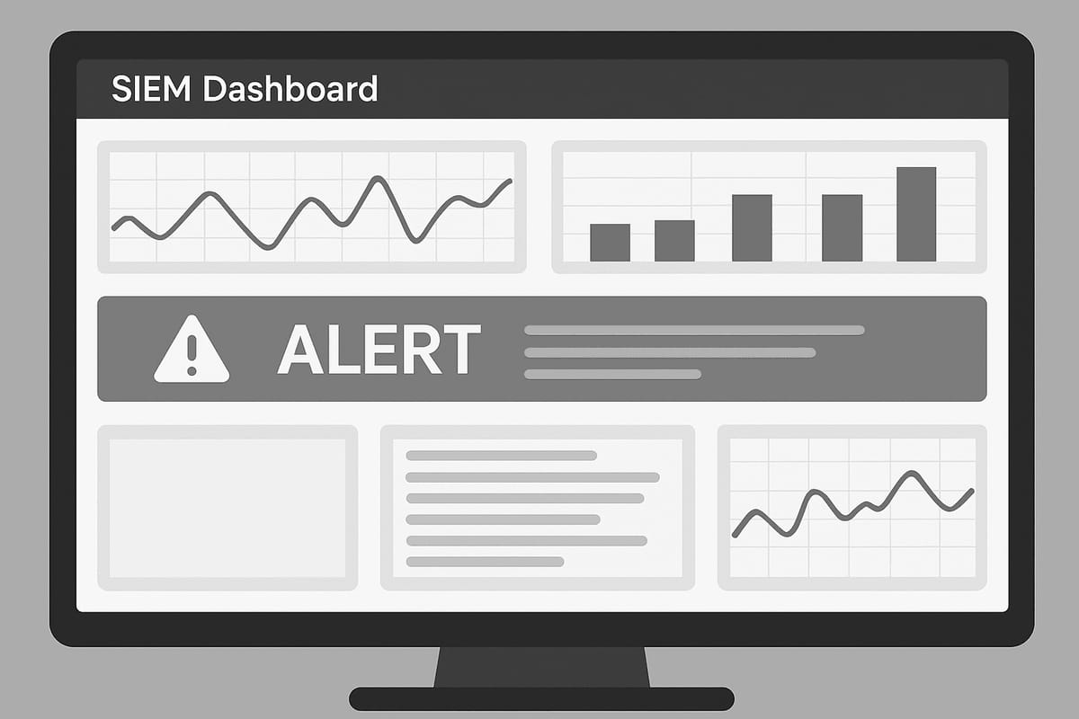 SIEM dashboard showing a triggered security alert